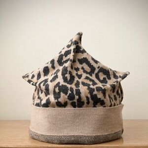 joodito origami crown 100% merino wool sweater hat winter beanie cap leopard